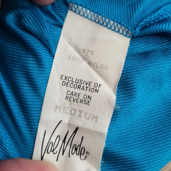 Vintage Val Mode Blue Mesh Lace Sheer Maxi Slip Nightgown Size Medium - Picture 7 of 8